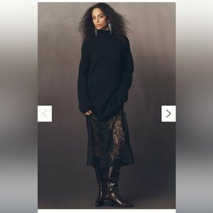 Sweater lace twofer midi dress